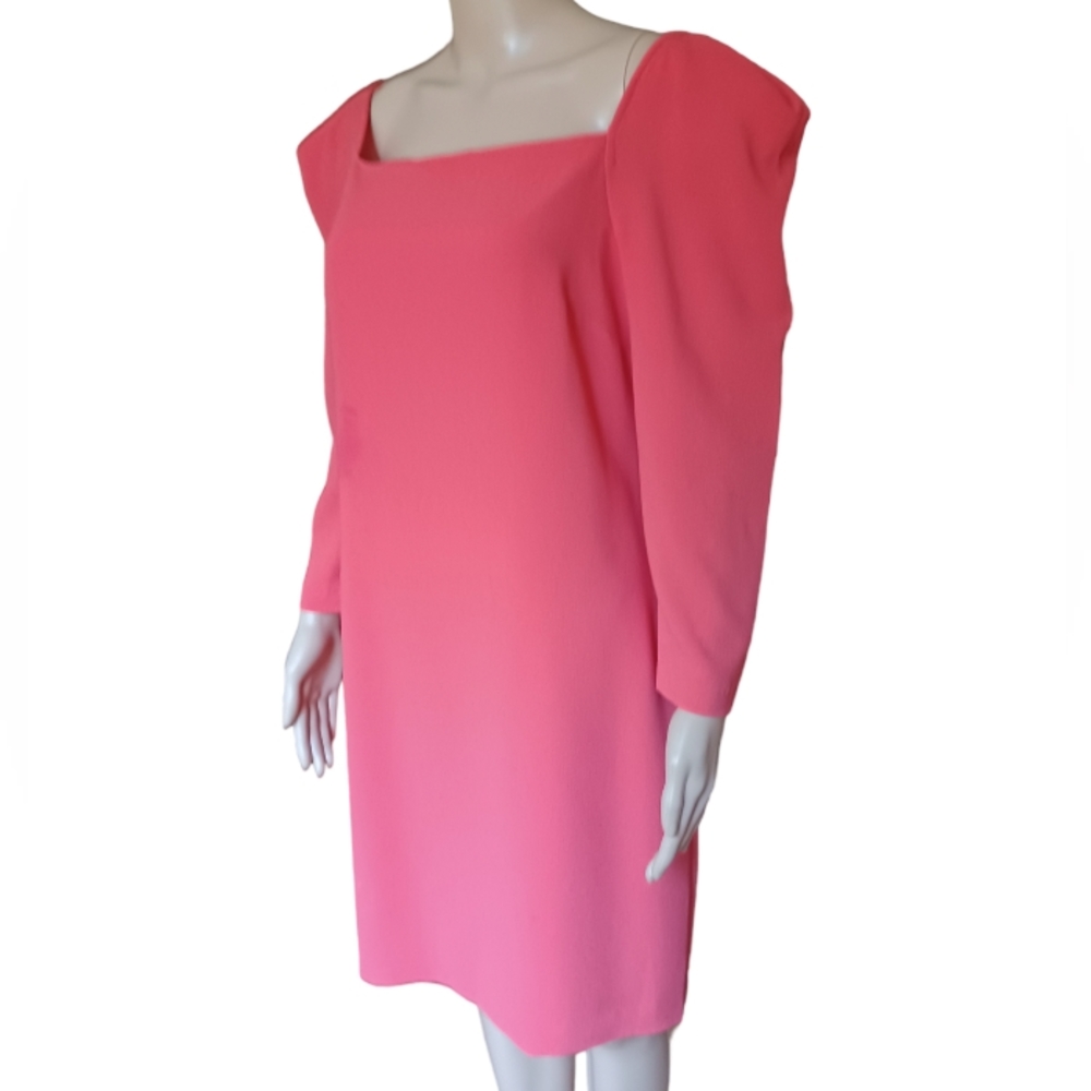 Trina Turk Womens Coral Orange Sheath Dress Puffed Sleeves Knee Length Size 6